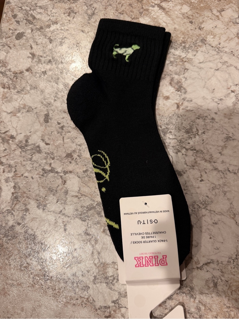 VS PINK Halloween Skeleton Dog Socks 1 -Pack Quarter Socks NEW